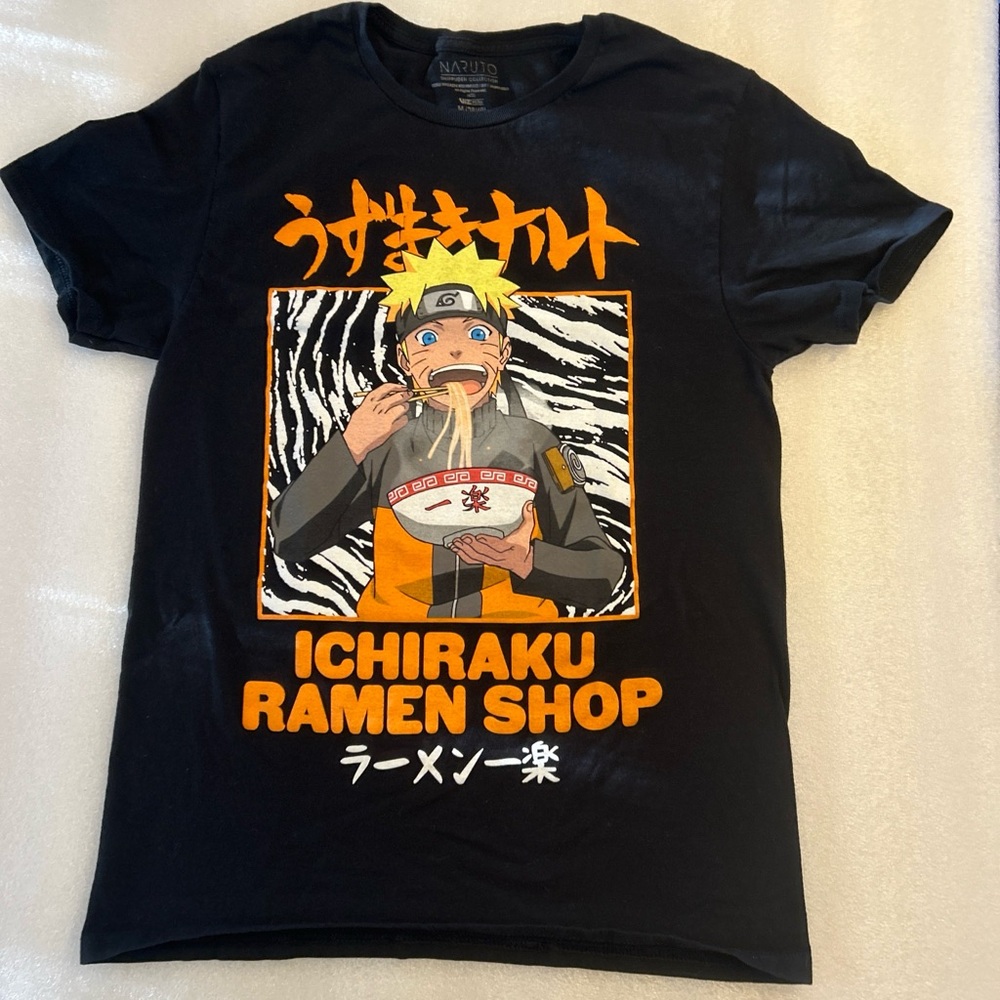 NARUTO SHIPPUDEN-T Shirt M -Ichiraku Ramen Shop-Black Short Sleeve-Anime